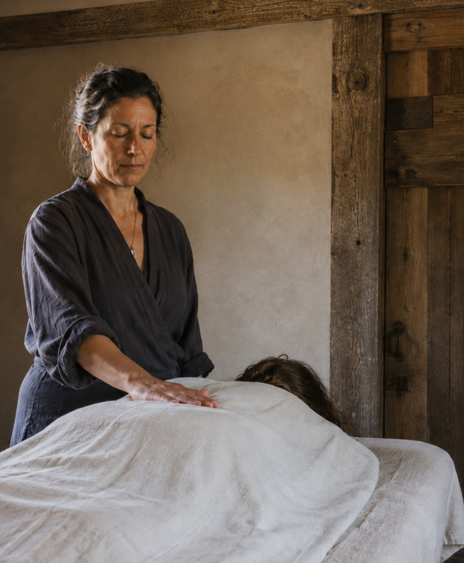 Independent wellbeing practitioner working with a client
